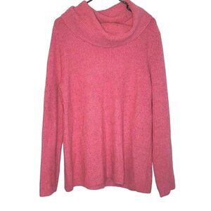 Talbots Womens sz L pink knitted long sleeve sweater cowl neck